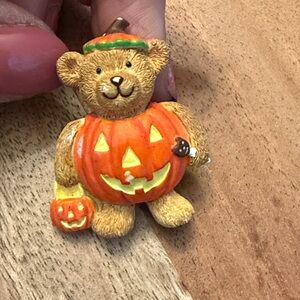 Pumpkin Teddy Bear Brooch